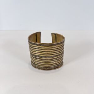 vintage Solid brass cuff bracelet‎ With Patina. Roped Pattern. Bohemian Style